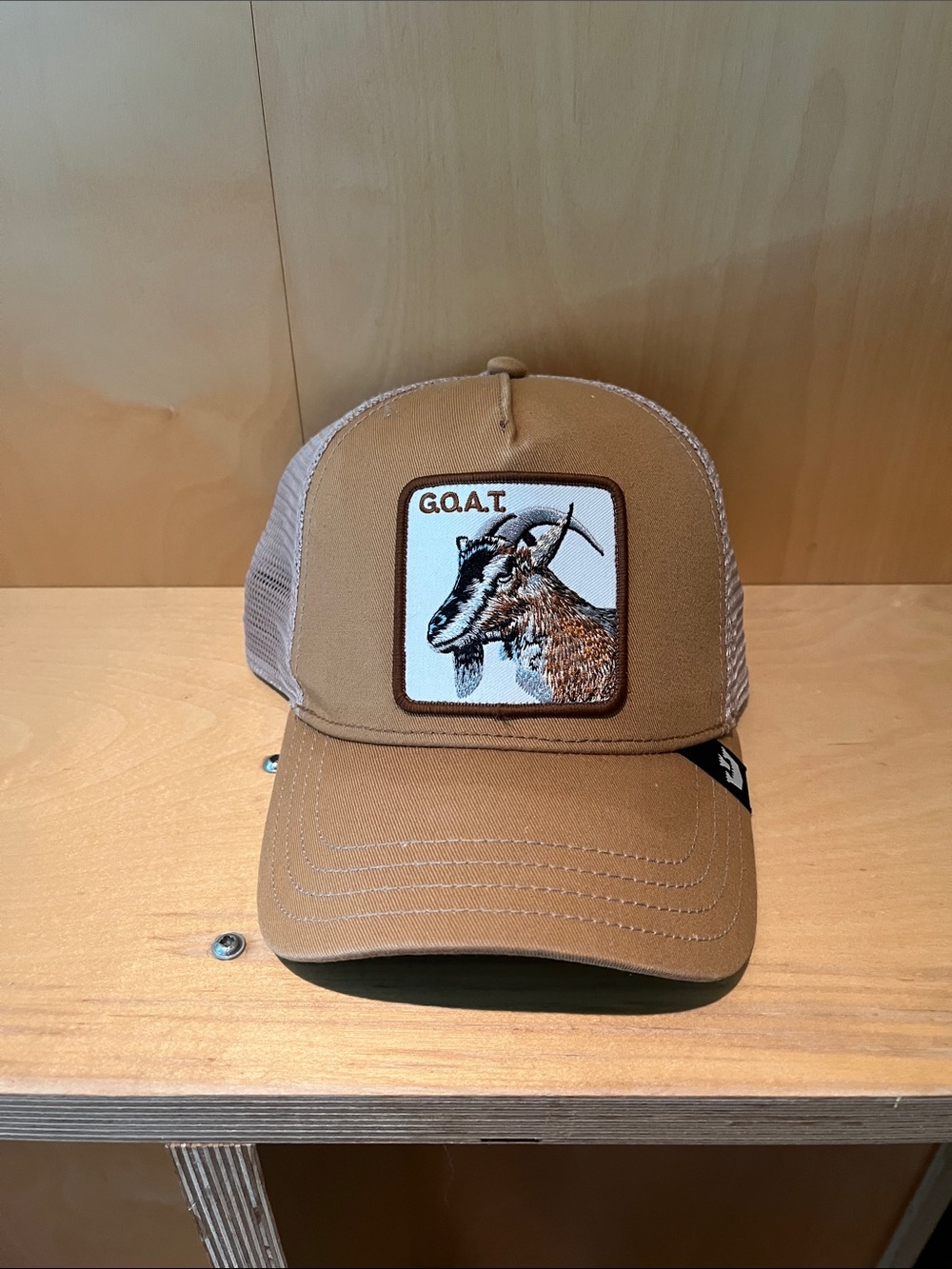 G.O.A.T. Embroidered Brown Trucker Hat